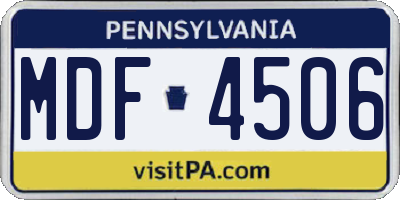 PA license plate MDF4506