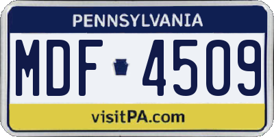 PA license plate MDF4509