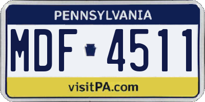 PA license plate MDF4511