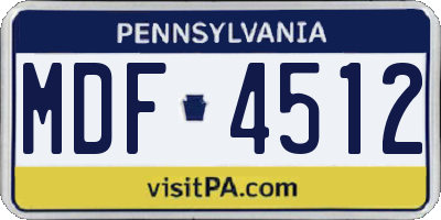 PA license plate MDF4512