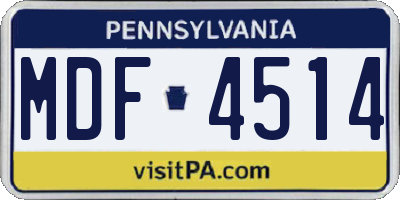PA license plate MDF4514