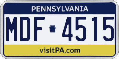 PA license plate MDF4515