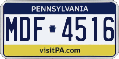 PA license plate MDF4516