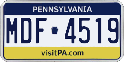 PA license plate MDF4519