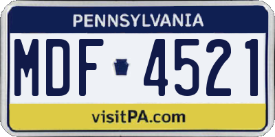 PA license plate MDF4521