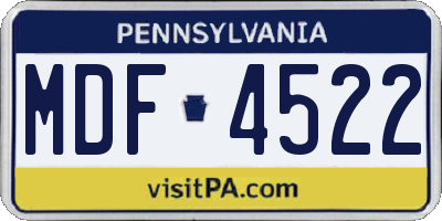 PA license plate MDF4522