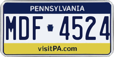 PA license plate MDF4524