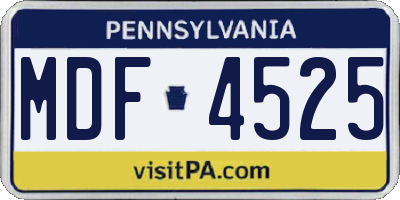 PA license plate MDF4525