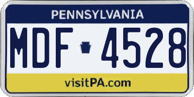 PA license plate MDF4528