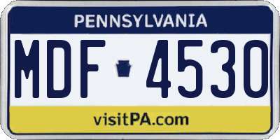PA license plate MDF4530
