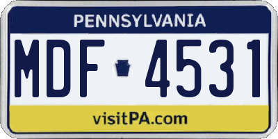 PA license plate MDF4531