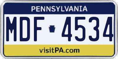 PA license plate MDF4534