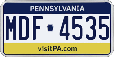 PA license plate MDF4535