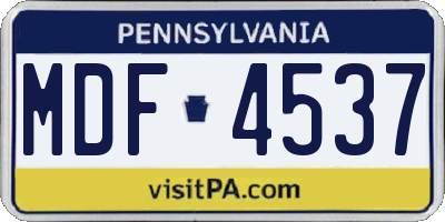 PA license plate MDF4537