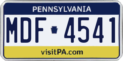 PA license plate MDF4541