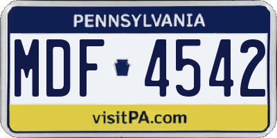PA license plate MDF4542