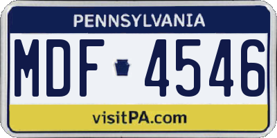 PA license plate MDF4546