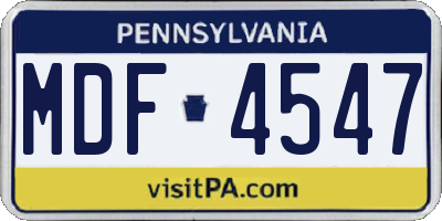 PA license plate MDF4547