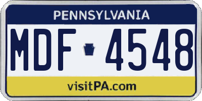 PA license plate MDF4548