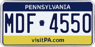PA license plate MDF4550