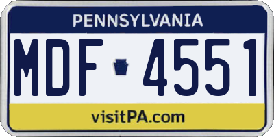 PA license plate MDF4551