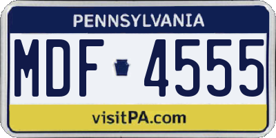 PA license plate MDF4555