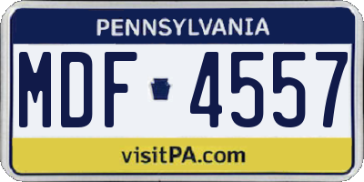 PA license plate MDF4557