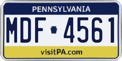 PA license plate MDF4561