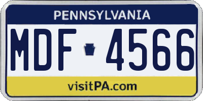 PA license plate MDF4566