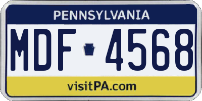 PA license plate MDF4568