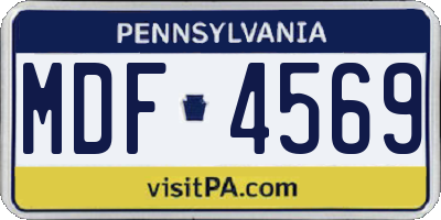 PA license plate MDF4569
