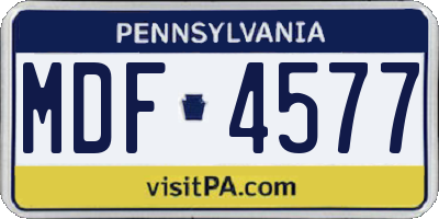 PA license plate MDF4577