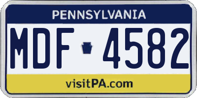 PA license plate MDF4582