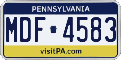 PA license plate MDF4583
