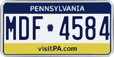 PA license plate MDF4584