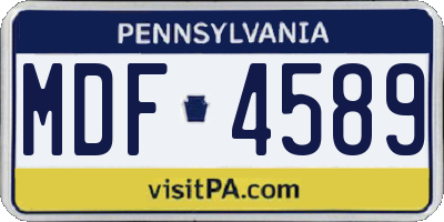 PA license plate MDF4589