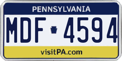 PA license plate MDF4594