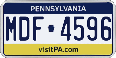 PA license plate MDF4596