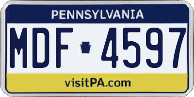 PA license plate MDF4597