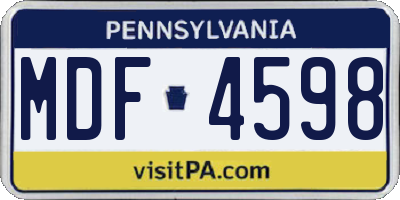 PA license plate MDF4598