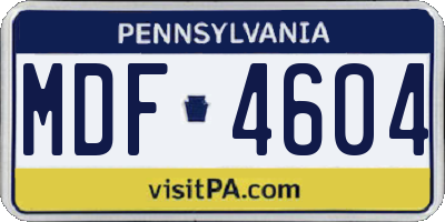 PA license plate MDF4604