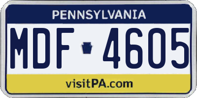 PA license plate MDF4605