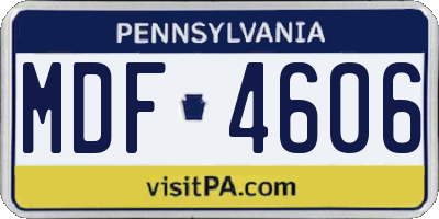 PA license plate MDF4606