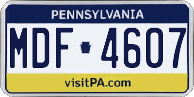 PA license plate MDF4607