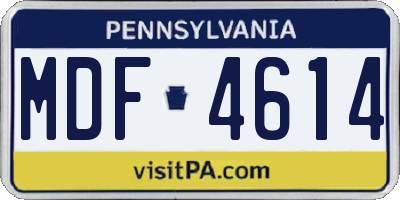 PA license plate MDF4614