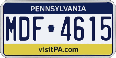 PA license plate MDF4615