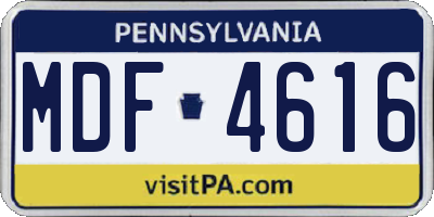 PA license plate MDF4616