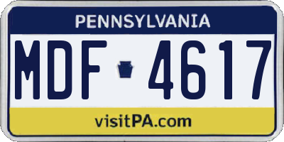 PA license plate MDF4617