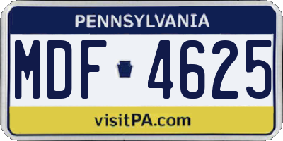 PA license plate MDF4625
