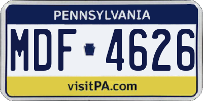 PA license plate MDF4626